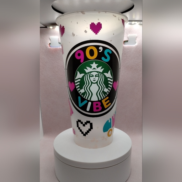 New 90's Vibe Venti SB Cold Cup with‎ SB green straw Confetti color changing - Picture 1 of 9